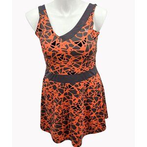EleVen By Venus Williams Womens Large Tennis Dress Orange Gray Geometric